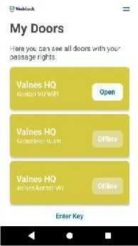„My Doors“: ukse avamiseks vajuta „Open“.
